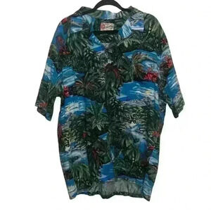The Hawaiian Original Hilo Hattie Shirt Palm trees Volcanos Island Size 2XL